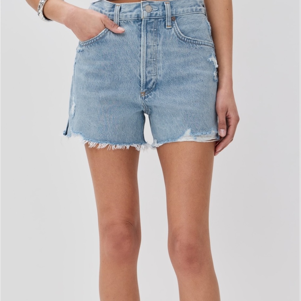 Agolde Dee Short - Blue Distressed Jean Shorts